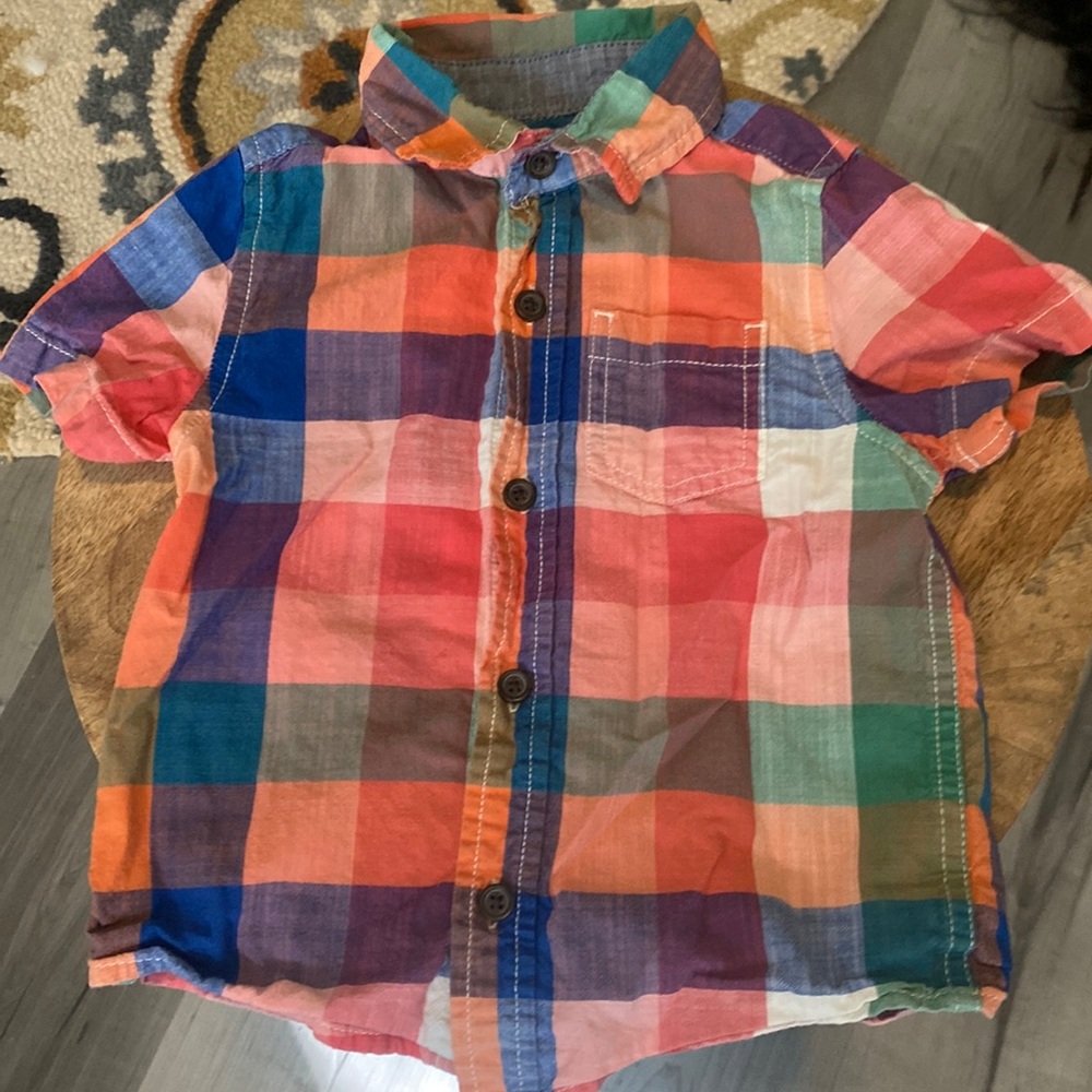 Cat & Jack Rainbow Bright Colors Toddler Plaid 2T Toddler Button Down Top